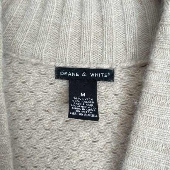Deane & White Angora Lambswool Blend Tie Cream Cardigan Size Medium - Picture 3 of 4